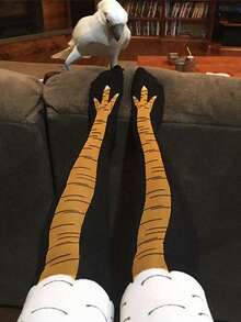 1 Pair Women's Knee-High Socks, New Autumn/Winter Design, Breathable & Comfortable Chicken Claw Cartoon Pattern, Unique Casual Daily Versatile Fashion - Multicolor - View 1