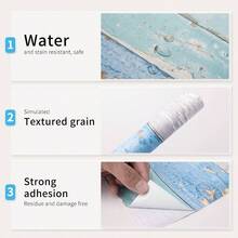 17. Inchx78. Inch Peel And Stick Wallpaper - Decorative Self Adhesive Vinyl Film Wood Grain Wallpaper Furniture Cabinet Countertop Shelf Paper, Blue Distressed Wood - 灰色船型牆紙 + 17.7 英寸 x 78.7 英寸 - 查看 4