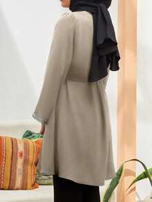 Women's Casual Versatile Knotted Waist Arabic Modest Long Robe Top