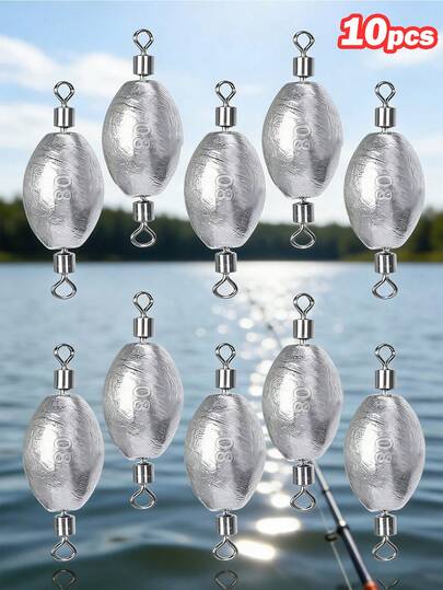 GOTURE 10 st. höghastighets anti-vridningsring med dubbla öglor, åttkantiga ringar i olivfärgat bly, volframkarbidkopplingsringar, hängen i fiskebete, långdistanshängen, sjunkande hängen