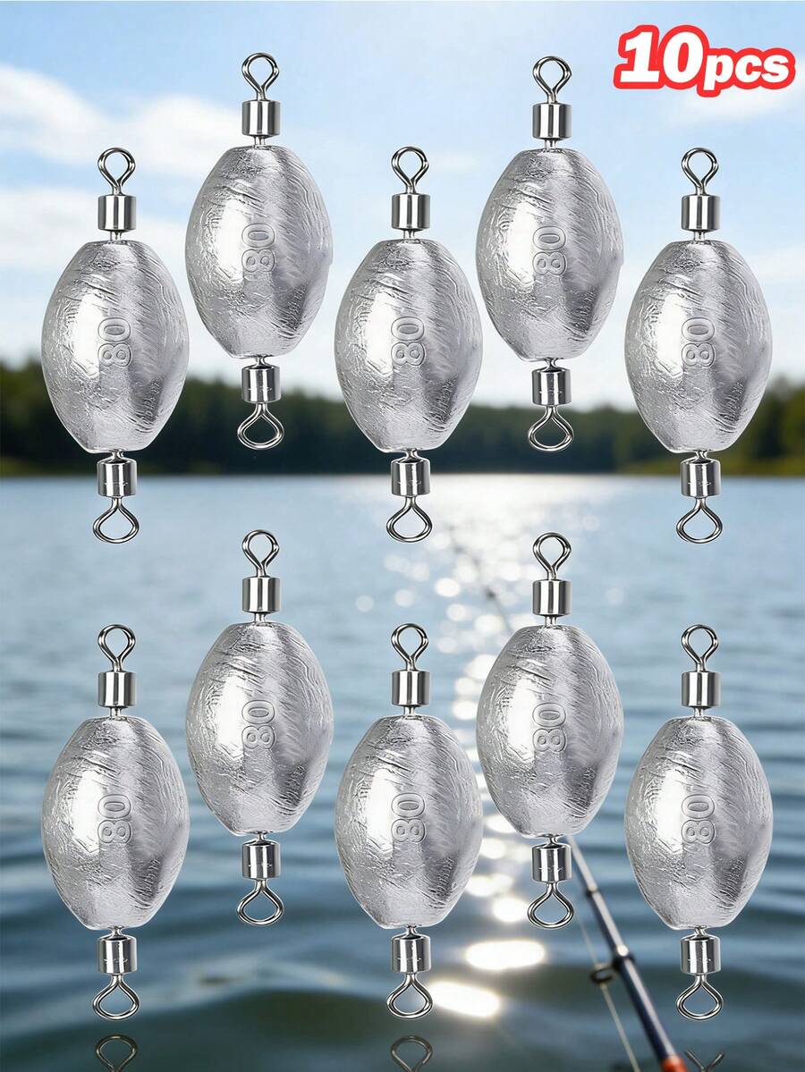 GOTURE 10个高速防扭曲双环八角形环，橄榄铅坠，碳化钨连接环，钓鱼饵坠，远投，沉水坠