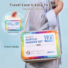 languo Bộ bút vẽ màu acrylic 96/192/240/288 màu, đầu bút lông mềm, mực gốc nước - Thích hợp để vẽ trên đá, vỏ trứng, gỗ, thủy tinh và vải bố; các dự án thủ công DIY; dụng cụ nghệ thuật; món quà Giáng sinh lý tưởng. - Nhiều màu - Xem 3