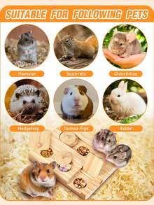 6-In-1 Wooden Interactive Puzzle Feeder Toy For Guinea Pigs, Hamsters, Rabbits, Mice And Gerbils - 1pcs - View 8
