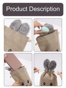 6pcs 3D Rabbit Ears Easter Gift Bags,Burlap Rabbit Easter Gift Bags,With Drawstring,Candy Bags For Easter Party,20*36cm Large Durable And Reusable Storage Bags,Event Decoration,Birthday Decor,Small Business Supplies, Jewelry Packaging Bags,Party Gifts,Wedding Gift Bags, Wedding Decoration - Rabbit Ear Drawstring - View 10