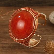 Handmade Heavy Industry Bead Weaving, Winding, Aluminum Wire Stretching, Plastic Resin, Mibo, West Asia, Middle East, Banquet Vacation, Fashionable Retro Popular Bracelet - Orange - View 7