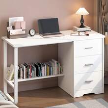 Vanity Desk With 3 Drawers,  Computer Desk With 3 Drawers, Bedroom Vanity Table For Girls Women(Christmas,Valentine's Day, Birthday, Women's Day), Dressing Table For Bedroom, White/Brown - trắng - Xem 3