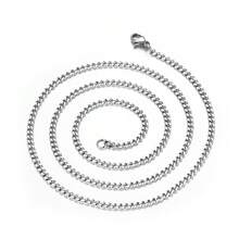 Collar Cadena de Oro - Collar de perlas cuadradas color acero, 2 mm, 51 cm/043 - Ver 4