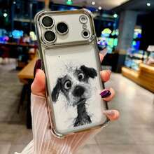 Dog Case for  13 12 11 Pro Max 16 16 15 14 17 Pro Max 17 Air Clear Cover - Plateado - Ver 3