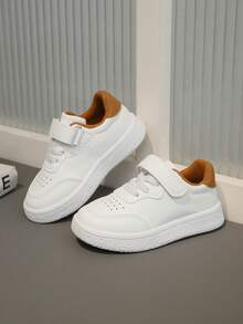 1 Pair Kids Casual Canvas Sneakers, Children Unisex Versatile Sports Shoes, Leather Surface - White - View 4