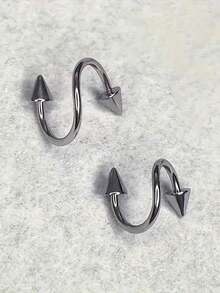 Set de 2 piezas de Pendientes de Labio con Remache en Forma de S, Adecuado para Hombres y Mujeres, Adecuado para Vacaciones, Fiestas, Uso Diario, Exquisito Día de San Valentín, Regreso a Clases, Graduación, Regalos de Vacaciones, Regalos de Cumpleaños - Multicolor - Ver 5