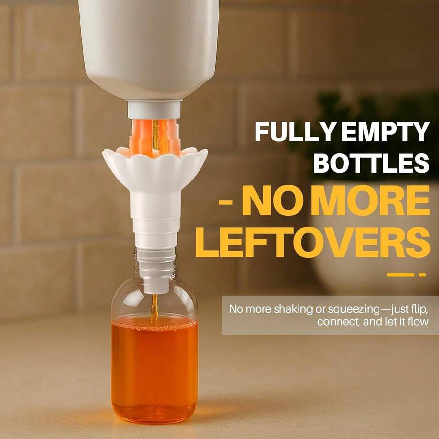 Reusable Liquid Transfer Connector With No-Waste Funnel Adapter, Compatible With Soap, Shampoo, Conditioner, Lotion And Bathroom Use, Durable Plastic Design, Bathroom Essentials, Modern Kitchen Supplies - Multicolor - View 1