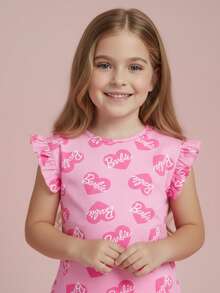 Playera Barbie Rosa con Volantes en Hombros - Rosa - Ver 2