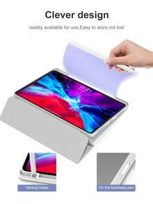 Foldable Silicone PMMA Tablet Protective Case, PU Leather Flip Cover Accessory, Compatible With IPad (A16) 11th/10th Gen 2025, Air 11"/13", M3 2025, M2 2024, Mini 6/7 (A17 Pro) 2024, Pro 11"/12.9" (2018/2020/2021/2022), 7th/8th/9th Gen 10.2", Air 4th/5th 10.9", Gray - Grey - View 4
