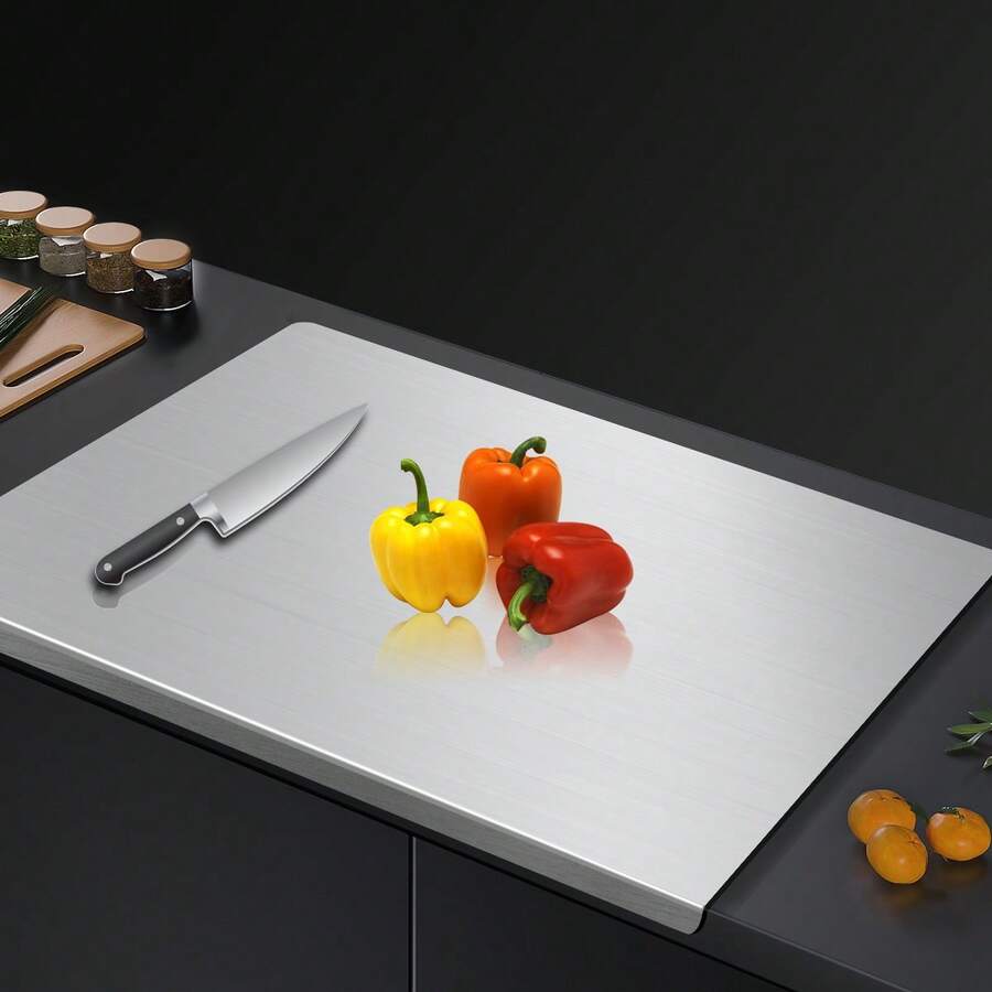 304 Stainless Steel Cutting Board Butcher Block Household Rolling Board Kitchen Supplies, Food Preparation, Meal Prep Tools, Modern Cutting Surface, Sleek Kitchen Tool, Rustresistant Material, Easy To Clean, Versatile Cutting Mat, Kitchen Work Surface, Culinary Students, Home Chefs - 銀色 - 查看 1