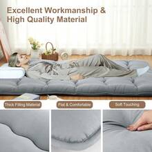Yiwa 5-Layer Futon Mattress Full Japanese Floor Mattress Foldable Tatami For Sleeping Camping, Grey, 4inch - Kích thước đôi màu xám nhạt - Xem 7