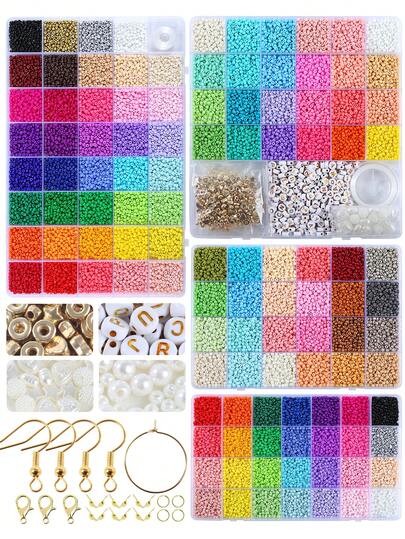 3毫米玻璃珠套装，混合颜色玻璃珠套装，适用于珠宝制作、DIY手链、项链、钥匙扣工艺品、氛围装饰、朋友聚会礼物