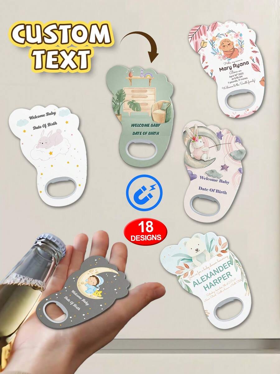 定制个性化脚印磁性开瓶器。送给孩子的第一份礼物。成长纪念品。生日派对礼物。一周岁生日派对礼物。礼物 - 腳印 - 查看 1