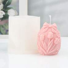 Moule en silicone pour bougie en forme d'œuf de lapin de Pâques, motif de feuillage de tulipe, style lapin. Moule en résine pour faire des maisons de lapin, des arcs, des œufs, des plâtres. Outil de fabrication de fleurs 3D, terrier de lapin, forme d'animal pour savon fait main, bougie, décoration de maison pour les fêtes - Blanc - Voir 6