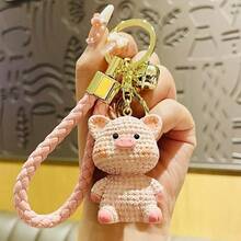 1pc Casual Cute Plush Pig Keychain, Fashionable Ornament For Backpack, Bag, Car Keys - Multicolor - View 13