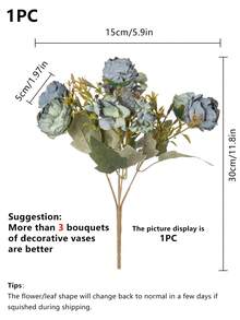 1 buc bujor artificial din mătase de 11,81 inch, flori artificiale, flori artificiale pentru brunch, pentru buchet de nuntă DIY, petrecere, casă, living, bucătărie, grădină, hotel, birou, decorațiuni Ramadan, decor de Ziua Recunoștinței, coroană DIY, cadou, decorare centrală de masă, decorare de ziua de naștere, decor interior și exterior, flori artificiale din plastic vrac pentru decorarea vazei, decorarea casei în stil rustic, nuntă boho.