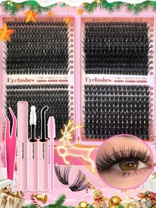 640片手工假睫毛套装 - D型卷翘浓密，10-16毫米混合长度（0.05毫米睫毛茎），可重复使用，防水，蓬松自然，持久耐用，DIY单根嫁接 ✔ 日常佩戴 ✔ 婚礼 ✔ 派对 ✔ 音乐节 ✔ 母亲节 ✔ 旅行 - 彩色 - 查看 11