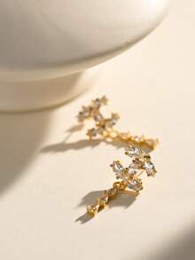 Pendientes de cobre chapados en oro de 18K, elegantes y lindos, aptos para uso diario y reuniones - Dorado - Ver 3