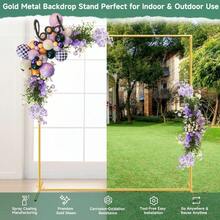 Wedding Arch Backdrop Stand Square 6.6FTx6.6FT Gold Metal Balloon Arch Stand Garden Arbor Backdrop Frame For Wedding Birthday Party BabyShower Photo Booth Background Decoration - 低款 - 查看 5