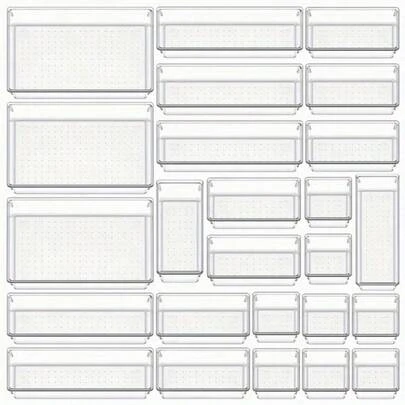 1pc/5pcs/7pcs/11pcs/18pcs Drawer Style Makeup Organizer Box, Lipstick & Perfume Storage Box, Vanity Countertop Skincare Organizer, Stackable Desktop Storage Box, Bathroom Cabinet Multipurpose Free Combination Display Storage Box, Makeup Organizer, Office Supplies Organizer, Kitchen Utensil Sorting Box, Home Decor, Bedroom Decor, Holiday Decor, Holiday Gift Box, Valentine's Day Gift