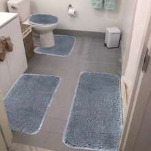 4-Piece Bathroom Rug Set - Non-Slip Microfiber Bath Mat With Water Absorbent Toilet Cover, Bath Mat Set Of 4 - Microfiber Toilet Rugs Soft & Thick For Bathroom & Kitchen - Grey - View 4