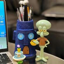 SpongeBob SquarePants 1pc Cute Spongebob Themed Octopus Shaped Desktop Decor, Pen Holder, Toothbrush Holder, Ideal For Office Desk, Bookshelf, Window Sill, Creative Desktop Accessory, Holiday, Birthday Party, Gift For Friends And Family - Multicolor - View 7