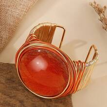 Handmade Heavy Industry Bead Weaving, Winding, Aluminum Wire Stretching, Plastic Resin, Mibo, West Asia, Middle East, Banquet Vacation, Fashionable Retro Popular Bracelet - Orange - View 3