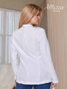 Max Blazer Tailored Luxury Casual Basic Social Sport Elegant Slim Fit Fitted New Release Simple Fabric Faux Pockets Blazer Evening Holiday Wedding Office Daily Birthday Party Formal And Evening Travel Stage And Concert Airport Wear All - 白色 - 查看 4