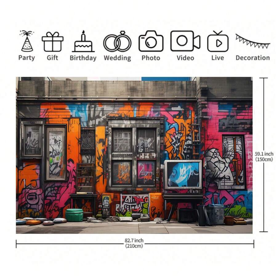 Un fondo de pared para la decoración de una fiesta familiar, adecuado para fiestas de cumpleaños, fiestas de vacaciones y reuniones familiares. - Multicolor - Ver 1