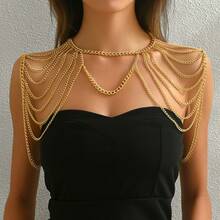 1pc Sexy Multi-Layer Metal Tassel Body Chain, Suitable For Women's Daily Or Party Wear - Gold - View 6