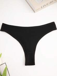 5pcs Women Seamless Breathable Comfortable Thong Panties - Black - View 8
