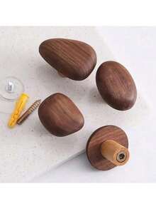 4pcs Walnut/Beech Wood Wall Mounted Coat Rack, Handmade Wooden Clothes Hanger, Can Hang Backpacks, Towels, Hats - Sturdy Wall Mounted Coat & Hat Storage Rack - Multicolor - View 5