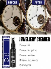 三合一珠宝清洁液，50毫升套装，适用于钻石戒指、项链、金银首饰，去除污渍和氧化层，恢复光泽，内含清洁刷，支持超声波清洗，快速便捷，礼盒包装。珠宝清洁剂、钻石清洁剂、超声波清洁剂、黄金清洁剂、白银清洁剂、戒指清洁剂、去污剂、手表清洁剂、珠宝清洁套装、保养液
