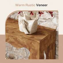 LITTLE TREE Console et table basse de style campagnard – 160 cm, pieds ondulés, bois massif, meuble d'appoint pour entrée, table basse étroite pour salon et couloir (marron clair) - Nude - Voir 5