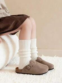 5/3 pares de medias altas de unicolor para niñas, calentadores de piernas cálidos, estilo Mori Girl, estilo Lolita, coloridos, diseño de volantes con rayas verticales, versátil y de moda, suaves y cómodos, adecuados para uso diario en primavera, otoño e invierno, aptos para niños de 4 a 12 años, calcetines de Navidad, calcetines de Año Nuevo, regalo exquisito - Multicolor - Ver 10