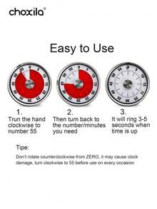 choxila 1个机械倒计时器，磁性可视计时器，60分钟，适用于儿童学习、烹饪等用途