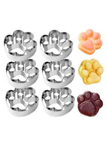 1pc/6pcs Stainless Steel Bear Paw Shaped Cookie Cutter, Baking Mold For Cookies, Fondant, Biscuits - Multicolor - View 5