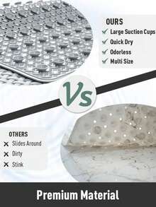 1 قطعة حصيرة حمام/دش، حصيرة دش مانعة للانزلاق مع ثقوب تصريف وأكواب شفط، سجادة ناعمة قابلة للغسل، حصيرة حمام منزلية، اكسسوارات حمام، ديكور حمام، سجادة مطبخ، سجادة غرفة الغسيل - كاكي - مشاهدة 8