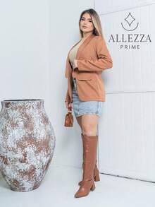 Max Blazer Tailored Luxury Casual Basic Social Sport Elegant Slim Fit Fitted New Release Simple Fabric Faux Pockets Blazer Evening Holiday Wedding Office Daily Birthday Party Formal And Evening Travel Stage And Concert Airport Wear All - 米色 - 查看 6