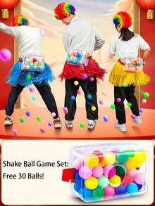 مجموعة لعبة كرة الاهتزاز/لعبة دجاجة وضع البيض 2 في 1، 1 صندوق، 1 حزام مطاطي، 30 كرة اهتزاز بألوان عشوائية، لعبة ممتعة للداخل والخارج للعائلة، لوازم حفلات الزفاف والأعياد الميلادية، فكرة هدية زخرفية، نشاط تجمع الشركة وبناء فريق لتعزيز علاقات الزملاء - متعدد الألوان - مشاهدة 2