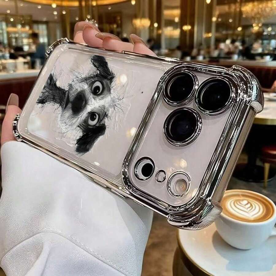 Dog Case for 13 12 11 Pro Max 16 16 15 14 17 Pro Max 17 Air Clear Cover - Plateado - Ver 1