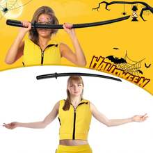 Shihanee 3 Pcs Killer Cosplay Costume Set For Women Yellow Crop Top Shorts With Black Knife For Halloween Outfit Accessories - Black - View 6