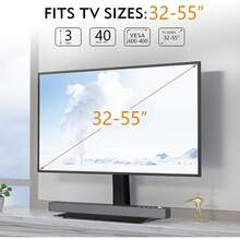 Soporte TV Pie de Mesa Altura Ajustable para 32 a 55 Pulgadas Pantallas de LCD LED, Soporte de TV Negro de Sobremesa con Base de Vidrio Templado de 8mm Máxima de 40 kg, VESA Máx. 600x400mm - 1 - Ver 4