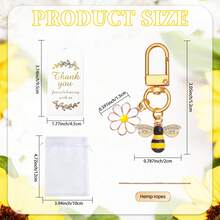 Cute Bee & Daisy Keychain, Enamel Pendant Keyring With Organza Bag & Thank You Card Gift Set, Mini Bee & Flower Charm Keychain, Party Favor Keyring, Versatile Bag/Phone Charm - Multicolor - View 3