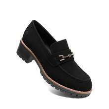 Women's Loafers Shoes Slip-On Chunky Platform Comfortable Dressy Business Casual Loafers - Đen/da lộn - Xem 8