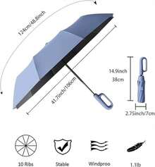 Paraguas Automático,Paraguas Plegable para Lluvia y Sol,paraguas con hebilla,Paraguas con 10 varillas,Sombrilla Plegable Grande Resistente al con Protección UV, Portátil para Hombres y Mujeres - negro - Ver 2